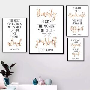 SET 4 COCO CHANEL motivational quote fashion print children room wall home decor